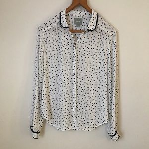Anthropologie Maeve Polka Dot button up Blouse